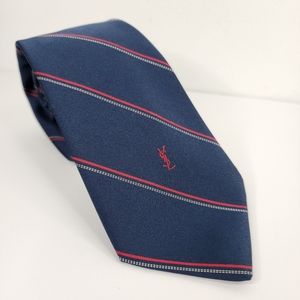 YVES SAINT LAURENT Blue with Red Stripes Necktie.